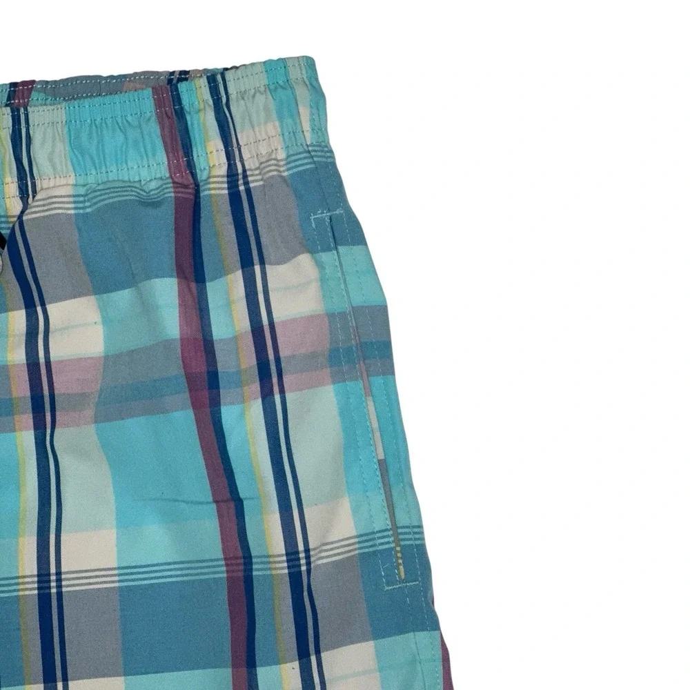 Faherty Swim Shorts Mens Small‎ Blue Plaid Swim Suit Beach Lined Trunks Bottom
